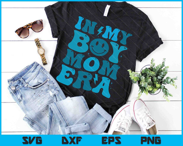 Smile Face In My Boy Mom Era Groovy Mom Of Boys SVG PNG Digital Cutting Files