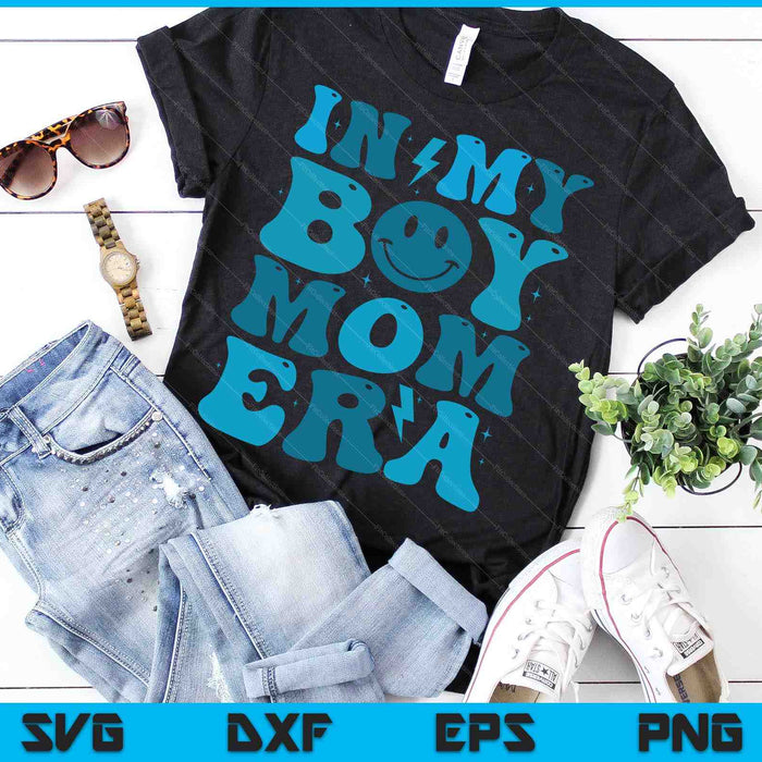 Smile Face In My Boy Mom Era Groovy Mom Of Boys SVG PNG Digital Cutting Files