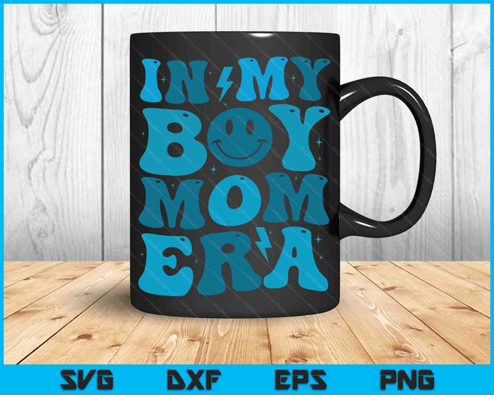 Smile Face In My Boy Mom Era Groovy Mom Of Boys SVG PNG Digital Cutting Files