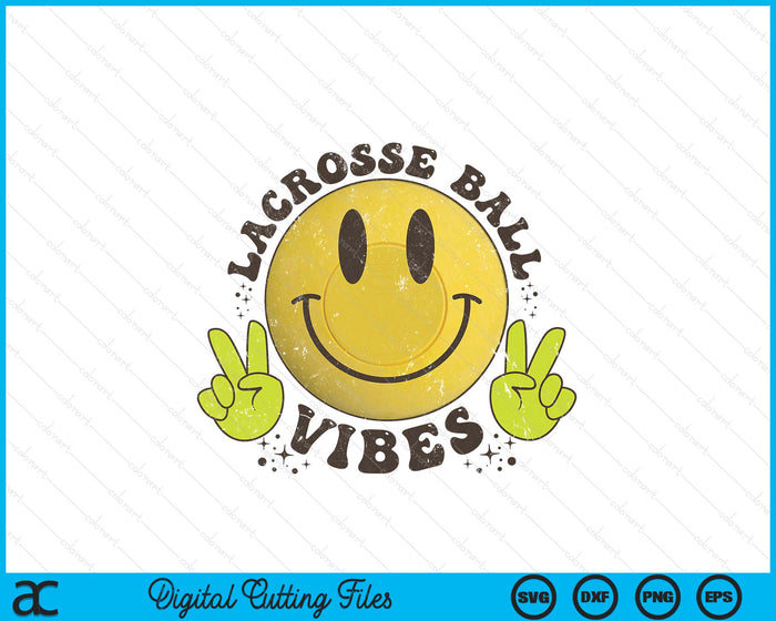 Smile Face Lacrosse Ball Vibes, Game Day Lacrosse Ball Life Mom Retro SVG PNG Digital Printable Files