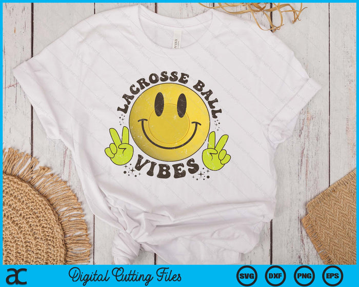 Smile Face Lacrosse Ball Vibes, Game Day Lacrosse Ball Life Mom Retro SVG PNG Digital Printable Files