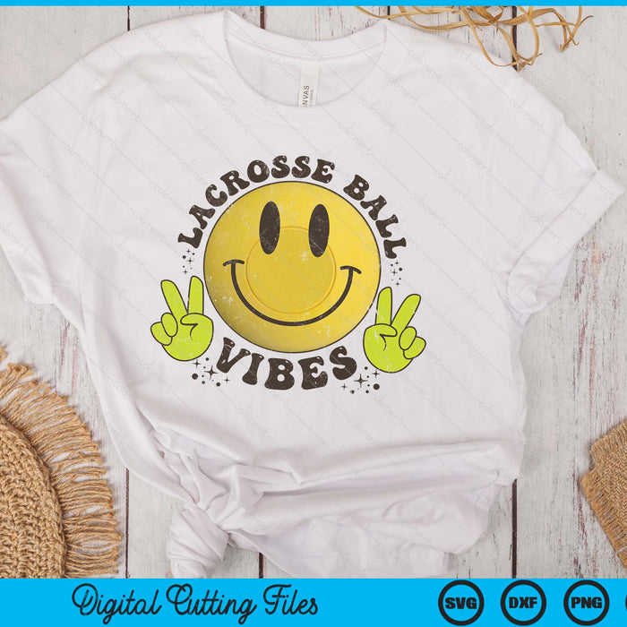 Smile Face Lacrosse Ball Vibes, Game Day Lacrosse Ball Life Mom Retro SVG PNG Digital Printable Files