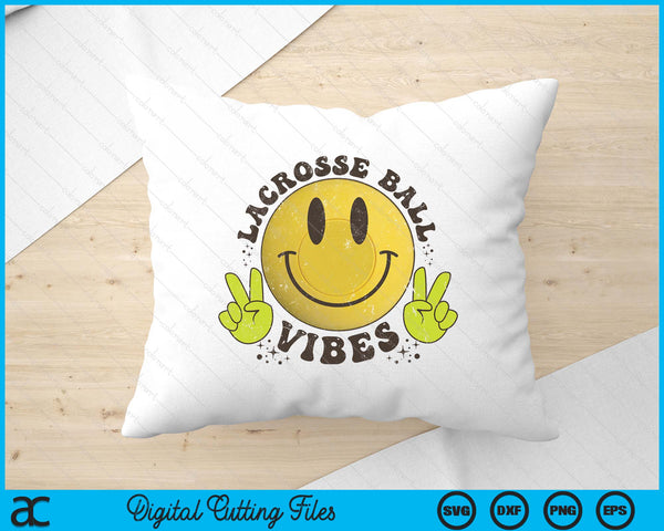 Smile Face Lacrosse Ball Vibes, Game Day Lacrosse Ball Life Mom Retro SVG PNG Digital Printable Files