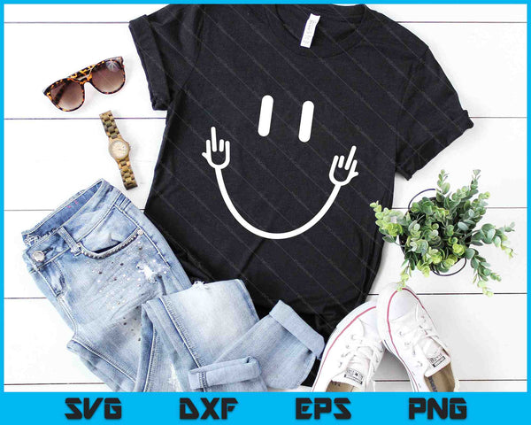 Smile Face Middle Finger Funny Sarcasm Meme Quote SVG PNG Digital Cutting Files