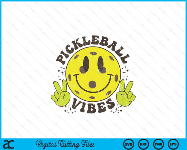 Smile face pickleball vibes game day pickleball life SVG PNG cut file for Cricut