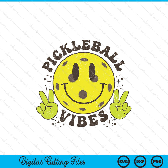 Smile face pickleball vibes game day pickleball life SVG PNG cut file for Cricut