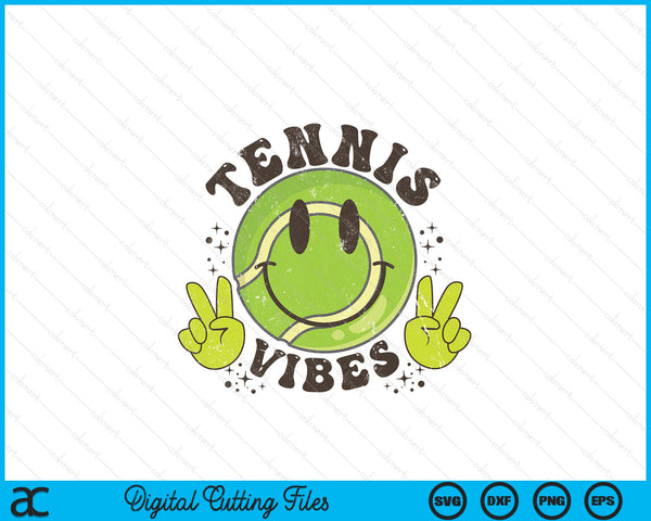 Smile face tennis vibes, game day tennis life SVG cut file
