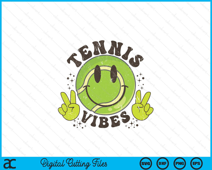 Smile Face Tennis Vibes, Game Day Tennis Life SVG PNG Digital Printable Files