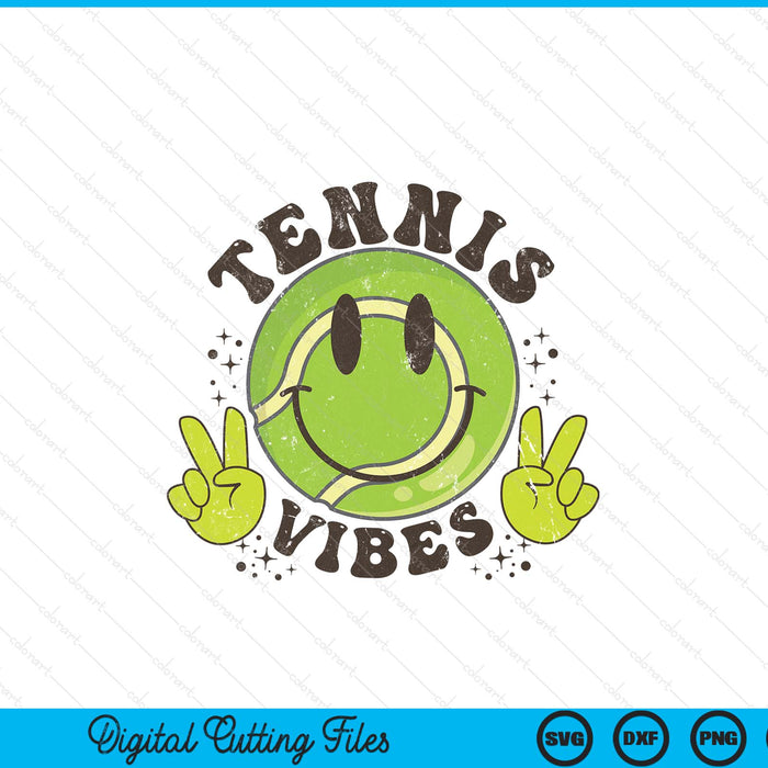 Smile face tennis vibes, game day tennis life SVG cut file
