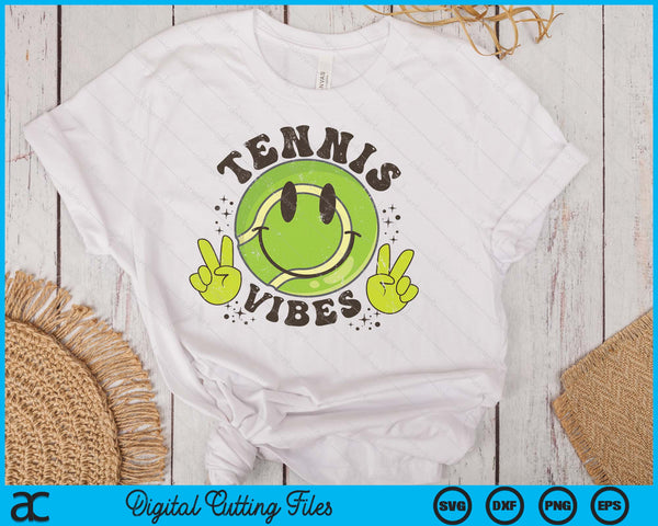 Smile Face Tennis Vibes, Game Day Tennis Life SVG PNG Digital Printable Files