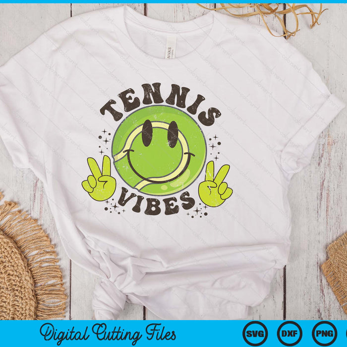 Smile Face Tennis Vibes, Game Day Tennis Life SVG PNG Digital Printable Files