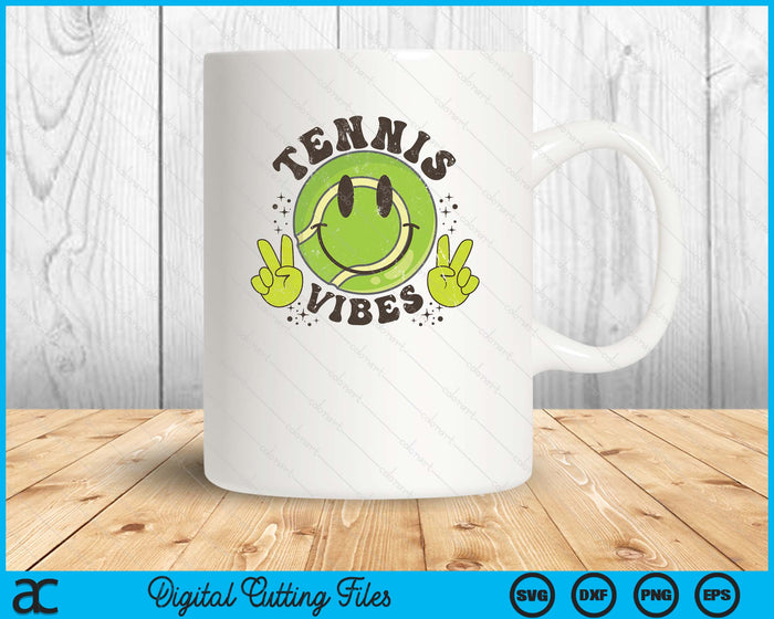 Smile Face Tennis Vibes, Game Day Tennis Life SVG PNG Digital Printable Files