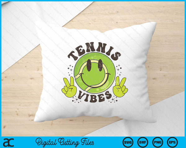 Smile Face Tennis Vibes, Game Day Tennis Life SVG PNG Digital Printable Files