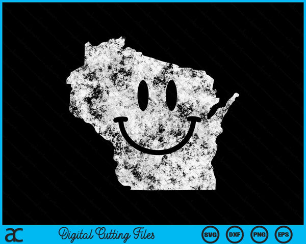 Lachend in WI grappige Wisconsin Happy Face SVG PNG digitale snijbestanden