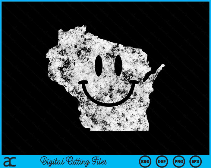 Sonriendo en WI Funny Wisconsin Happy Face SVG PNG Archivos de corte digital