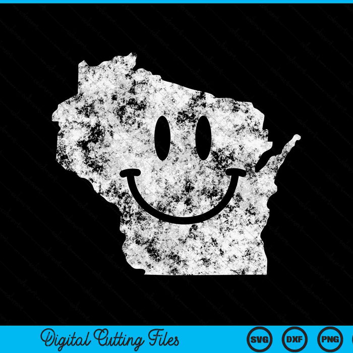 Sonriendo en WI Funny Wisconsin Happy Face SVG PNG Archivos de corte digital