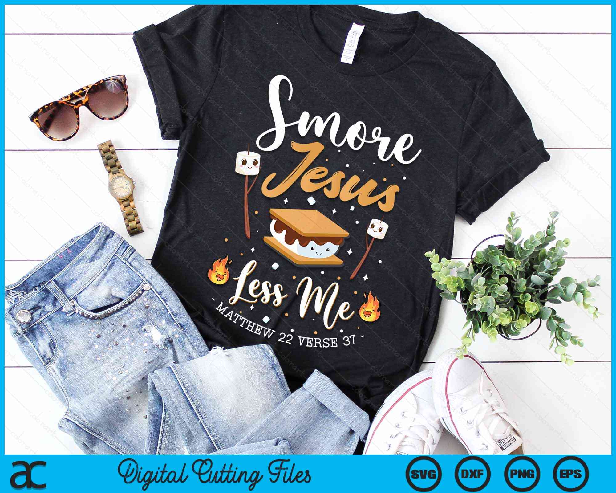 Smore Jesus Less Me Christian Camping Camper Lover SVG Cutting Files – creativeusarts