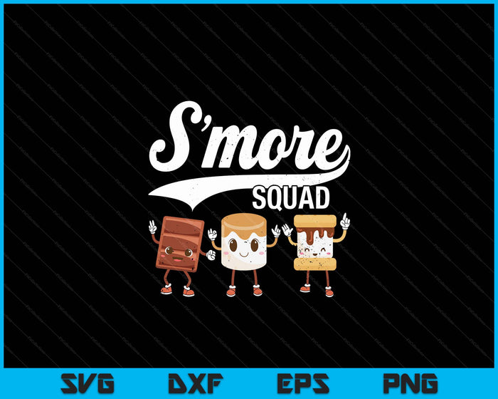 Smore Squad Camping Campfire Chocolate Marshmallow S'mores SVG PNG Digital Cutting Files