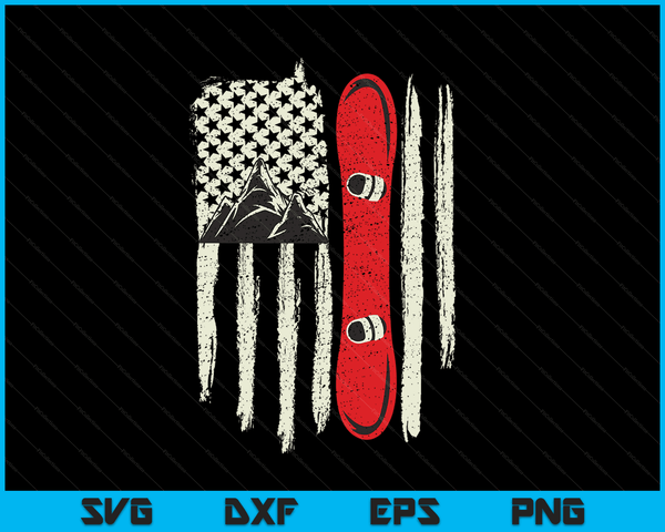 Snowboard American Flag Winter Sports Alpine Snowboarding SVG PNG Digital Cutting Files