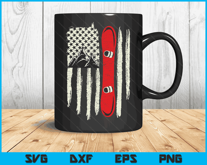 Snowboard American Flag Winter Sports Alpine Snowboarding SVG PNG Digital Cutting Files