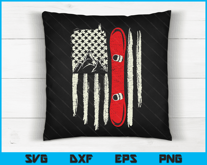 Snowboard American Flag Winter Sports Alpine Snowboarding SVG PNG Digital Cutting Files