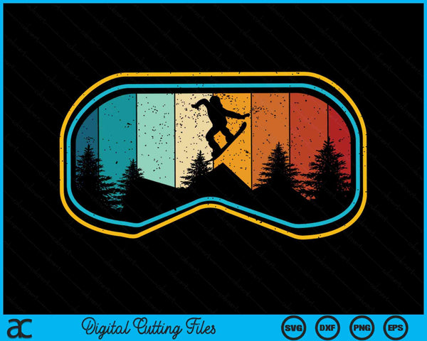 Snowboard Goggles Mountain Snowboarding Retro Vacation Gift SVG PNG Digital Cutting Files