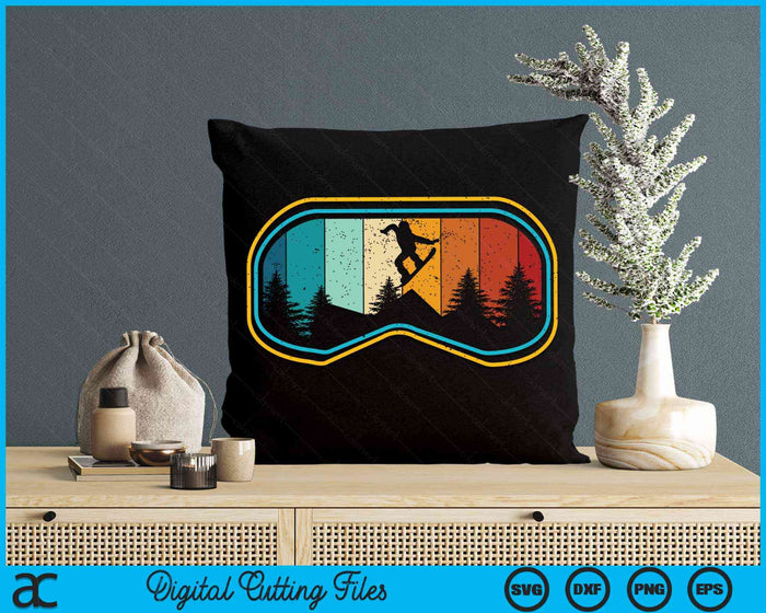 Snowboard Goggles Mountain Snowboarding Retro Vacation Gift SVG PNG Digital Cutting Files