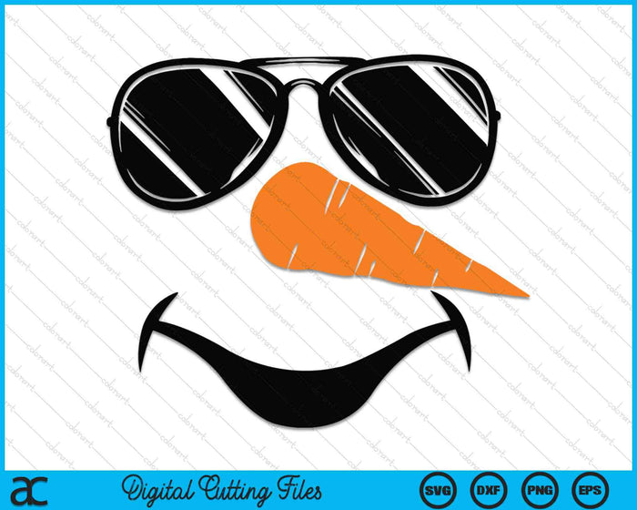 Sneeuwpop gezicht zonnebril SVG PNG digitale snijbestanden