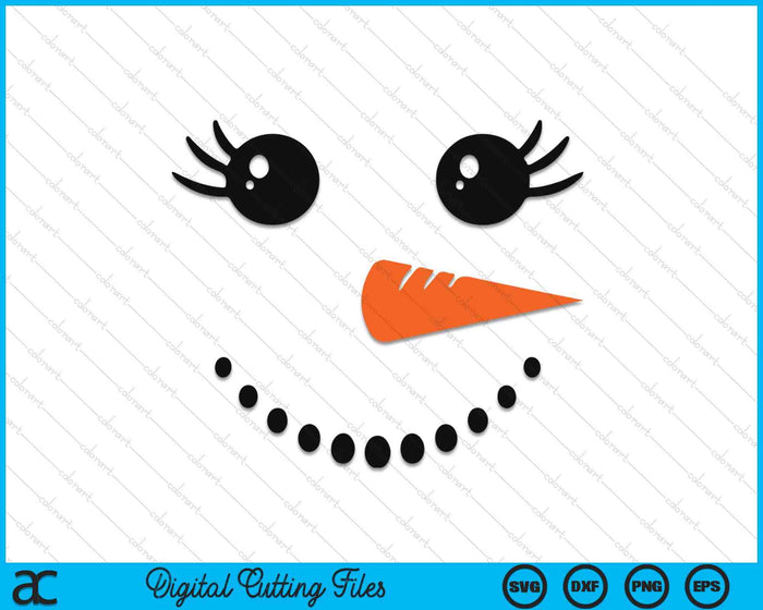 Snowman Girl Face For Girls Christmas Winter SVG PNG Digital Printable Files