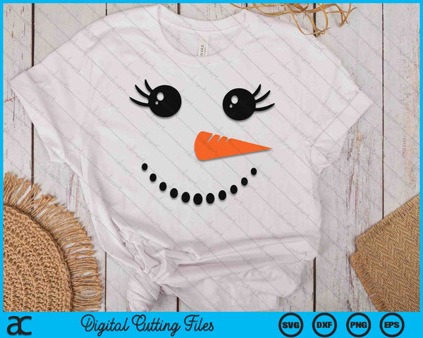 Snowman Girl Face For Girls Christmas Winter SVG PNG Digital Printable Files