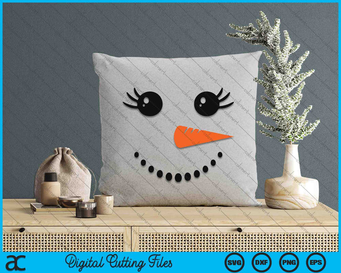 Snowman Girl Face For Girls Christmas Winter SVG PNG Digital Printable Files