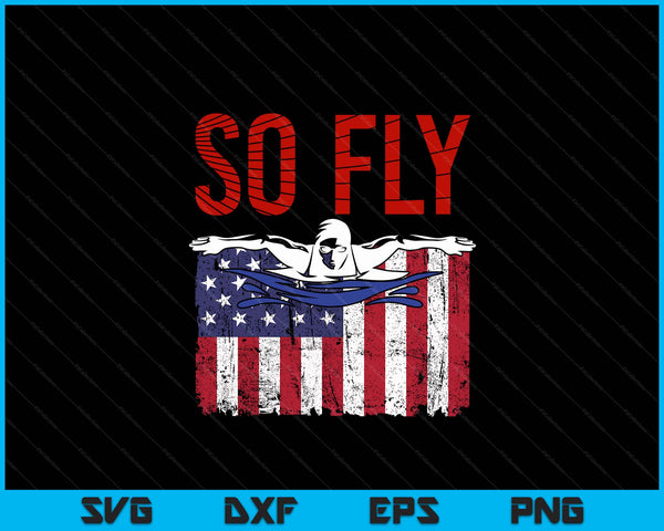 Dus Fly USA Swimming Team Sports Atleet US Swim Aquatic SVG PNG digitale afdrukbare bestanden