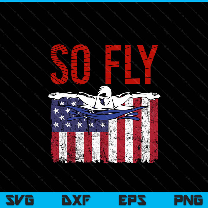 Dus Fly USA Swimming Team Sports Atleet US Swim Aquatic SVG PNG digitale afdrukbare bestanden