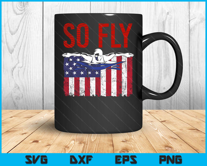 Dus Fly USA Swimming Team Sports Atleet US Swim Aquatic SVG PNG digitale afdrukbare bestanden