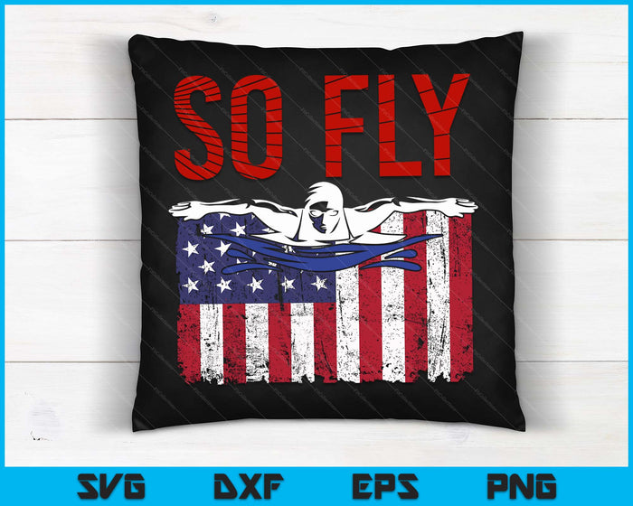Dus Fly USA Swimming Team Sports Atleet US Swim Aquatic SVG PNG digitale afdrukbare bestanden