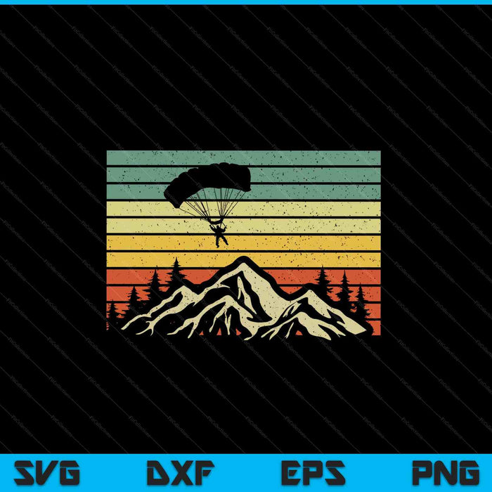Soaring over the mountains retro paragliding SVG cut file