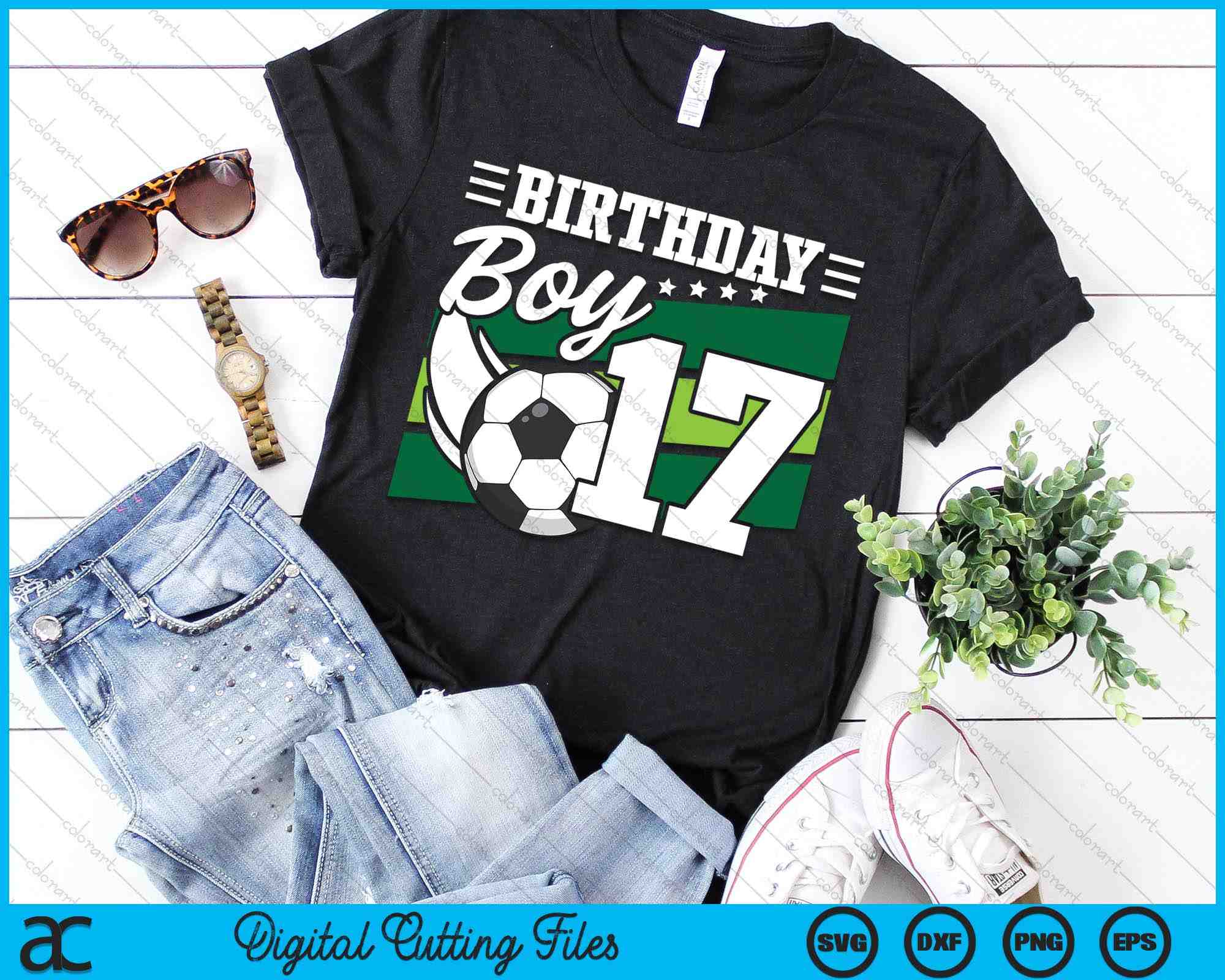 Soccer Birthday Party 17 Year Old Boy 17th Birthday SVG Cutting Files