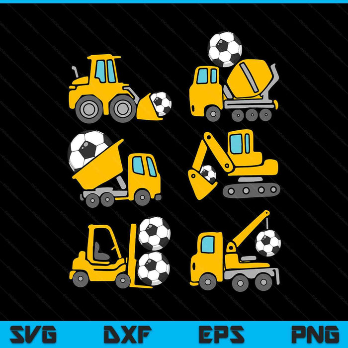 Soccer Diggers Kids Construction Trucks Toddler Boys SVG PNG Digital Printable Files