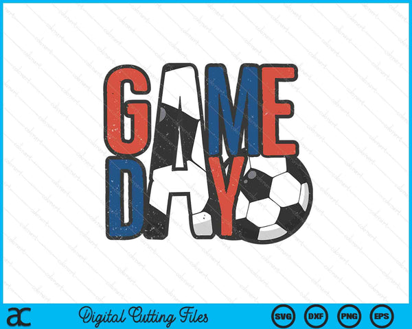 Soccer game day navy blue and red SVG cut file