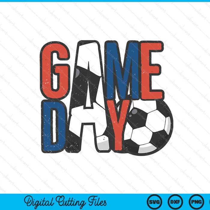 Soccer Game Day Navy Blue And Red SVG PNG Digital Printable Files
