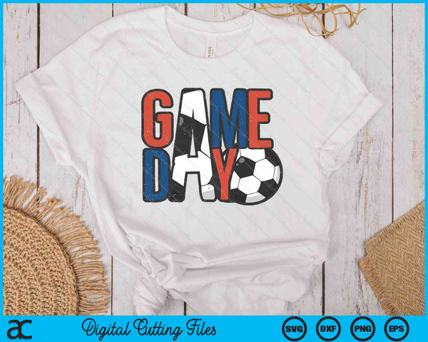 Soccer Game Day Navy Blue And Red SVG PNG Digital Printable Files