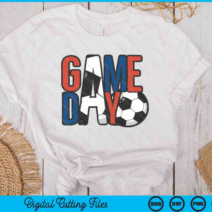 Soccer Game Day Navy Blue And Red SVG PNG Digital Printable Files