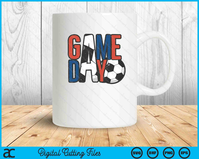 Soccer Game Day Navy Blue And Red SVG PNG Digital Printable Files