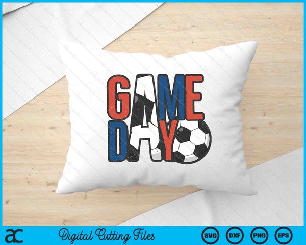 Soccer Game Day Navy Blue And Red SVG PNG Digital Printable Files