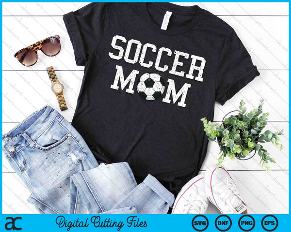 Voetbal Mama kleding Retro Vintage voetbal moeder SVG PNG digitale snijbestanden 