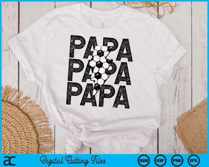 Soccer Papa Distressed Lightning Bolt SVG PNG Digital Printable Files