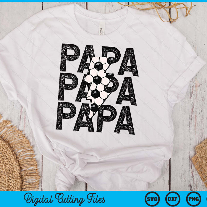 Soccer Papa Distressed Lightning Bolt SVG PNG Digital Printable Files