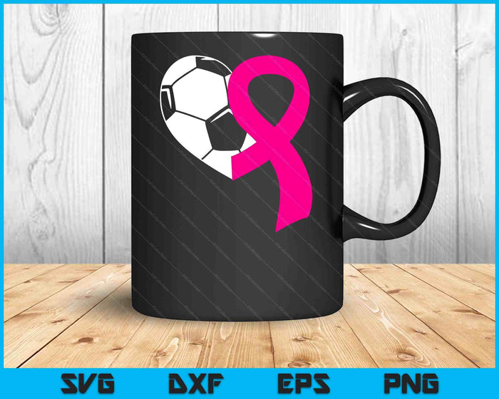 Soccer Pink Ribbon Heart Cool Breast Cancer Awareness SVG PNG Digital Cutting Files