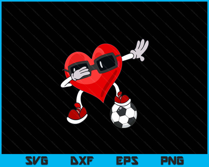 Soccer Valentines Day Dabbing Heart Kids Boys SVG PNG Digital Printable Files