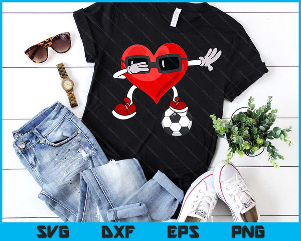 Soccer Valentines Day Dabbing Heart Kids Boys SVG PNG Digital Printable Files